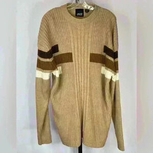 Trust Your Soul Mens Crew Neck Pullover Cableknit Sweater‎ Size 2XL Brown
